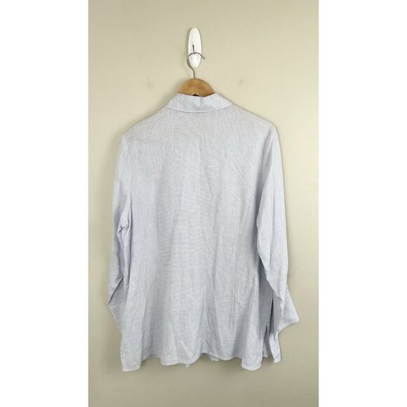 Saint Tropez West Women’s Button‎ Up Linen Blend Shirt Blue White Sz 1X - Picture 2 of 7